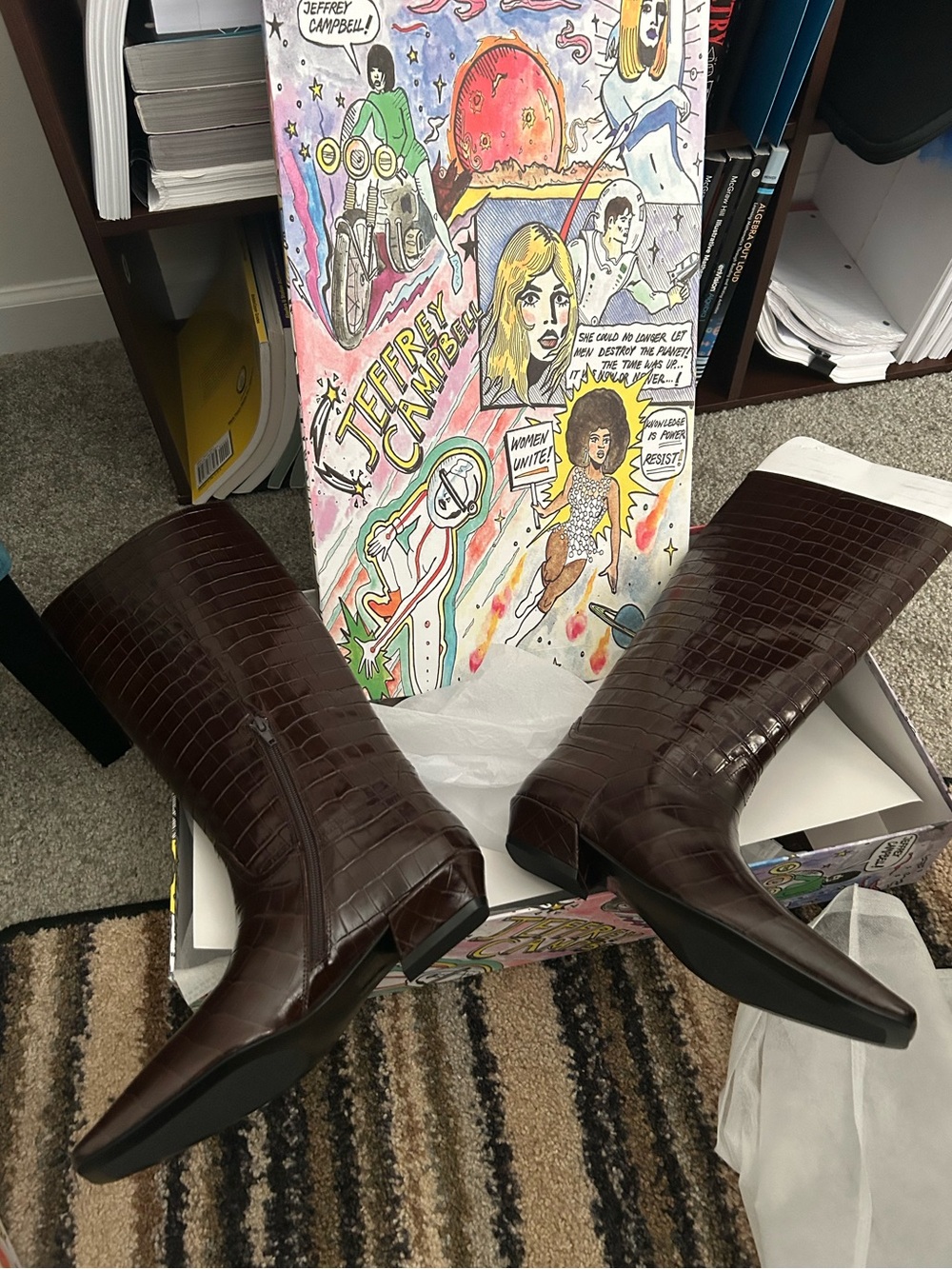Nordstrom’s Jeffrey Campbell Women's Brown Croc-Embossed Knee Boots